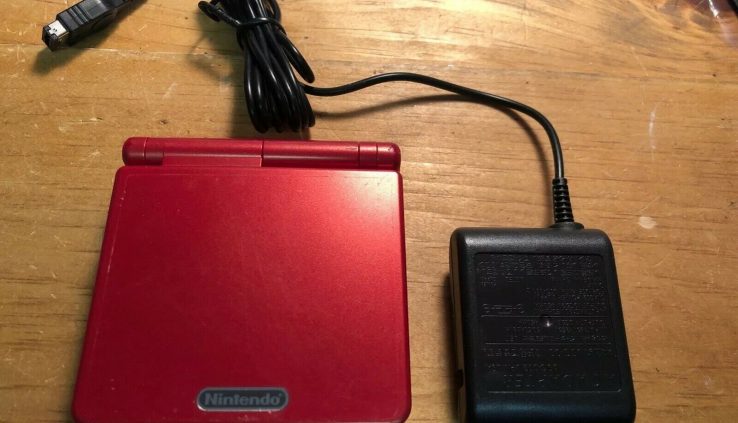 Nintendo Game Boy Attain SP Handheld System Flame Red With Charger Works Big