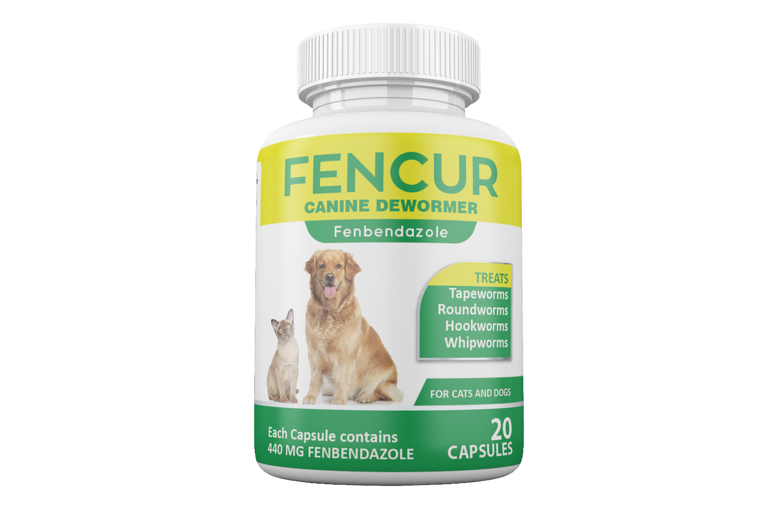 Fencur Dewormer 20 Caps Tapeworm for Dogs and Cats Generic Safeguard