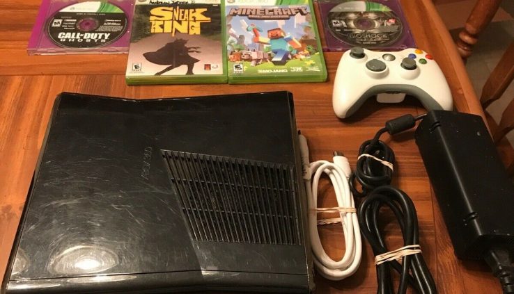 Microsoft Xbox 360 S Slim 250GB Sad Console & 10 Game Bundle with 1 Controller