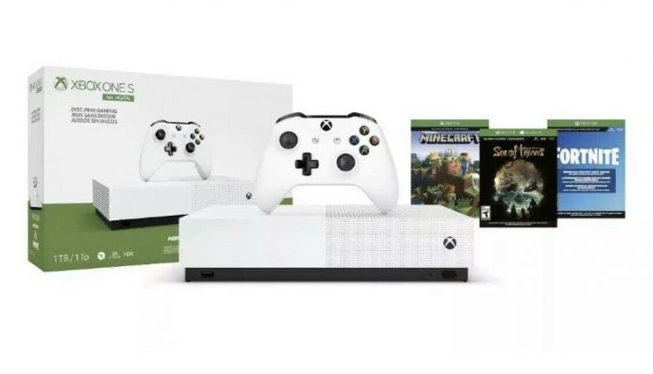 Xbox One S 1TB Bundle with Controller and 3 Games Fortnite, Sea Of Thieves, MC