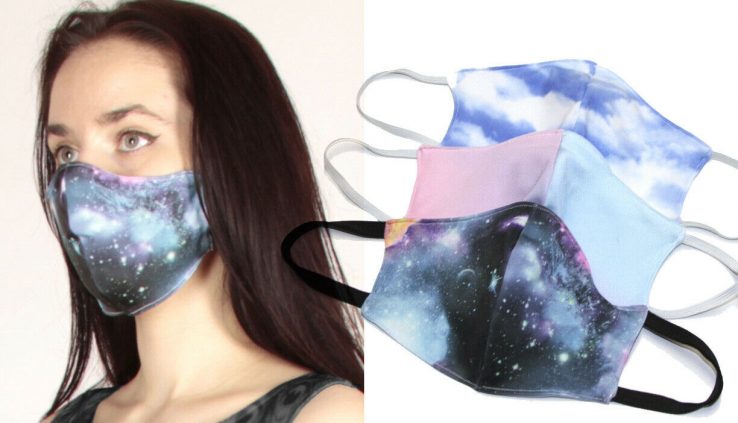 Face Conceal Cotton Polyester Cloud Galaxy Rainbow Print Adult & Formative years Washable