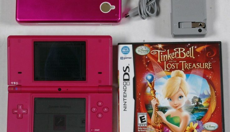 Nintendo DSI PINK Plot Bundle 2 Tinkerbell Games + Wall Charger + Give protection to case