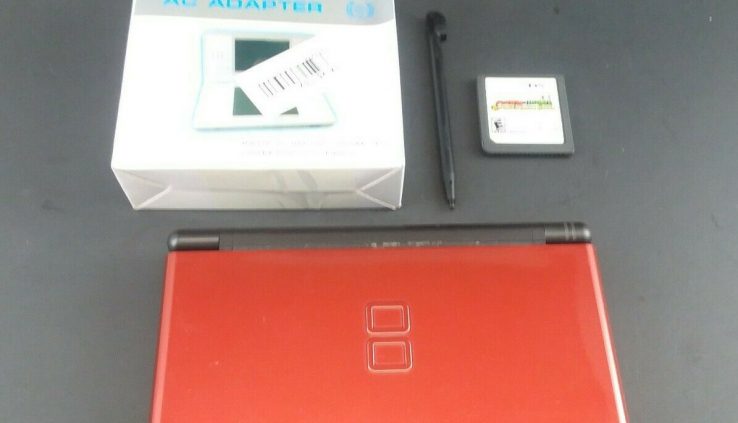 Nintendo DS Lite Crimson Crimson/Gloomy Machine w/ Charger & Mario Luigi TESTED