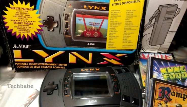 Atari Lynx II 2 system Core+New battery pack 3 Games Rampart Bundle Box book lot