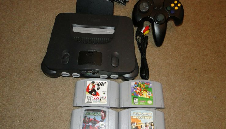 NINTENDO N64 VIDEO GAME SYSTEM BUNDLE W/4 GAMES,WORKS GREAT AS PICTURED