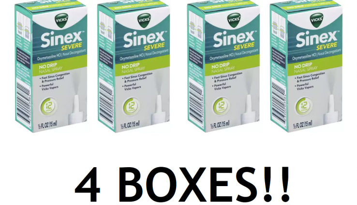 4 BOX LOT!!  Vicks Sinex Excessive Nasal Nostril Spray No Drip Vapors Sinus Congestion