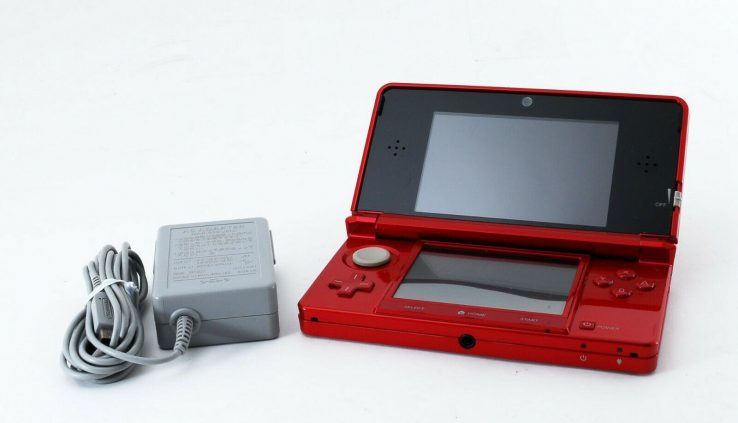 Nintendo 3DS Console Flare Crimson with Charger From Japan [Excellent]