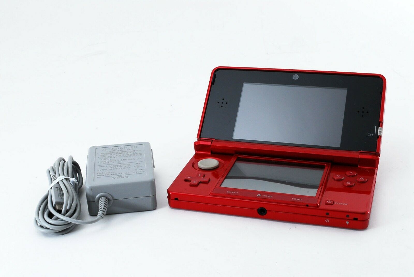 Nintendo 3DS Console Flare Crimson with Charger From Japan [Excellent