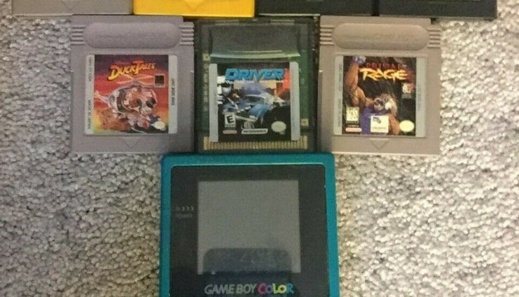 Teal Blue Gameboy Coloration – CGB-001 NO SOUND + 7 video games Effectively-organized Mario Donkey Kong 