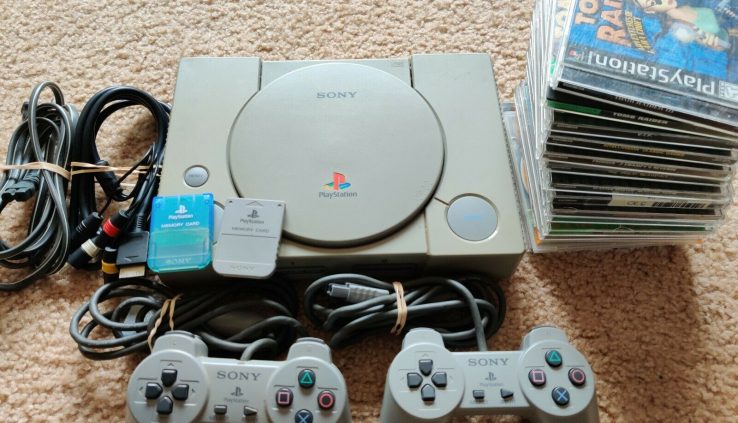 Sony PlayStation PS1 Customary Console Bundle14 GAMES 2 MEMORY CARDS PLAY READY!