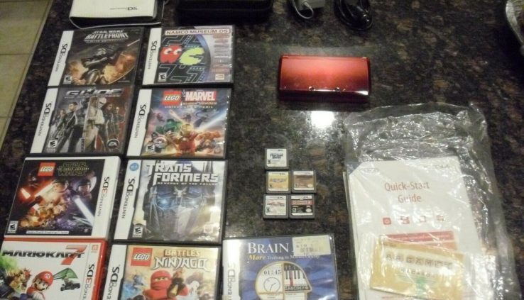 Nintendo 3DS Crimson + 14 Video games Circumstances and Chargers Recreation Console Dazzling Situation