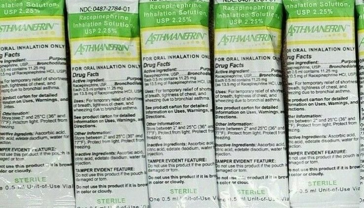 Asthmanefrin Asthma Treatment Top off, Pack of 5 Vials, Expiration Feb 2021
