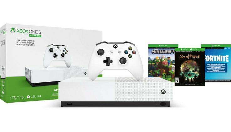 NEW Xbox One S 1TB All Digital Edition Console with 3 Video games Fornite reward bundle