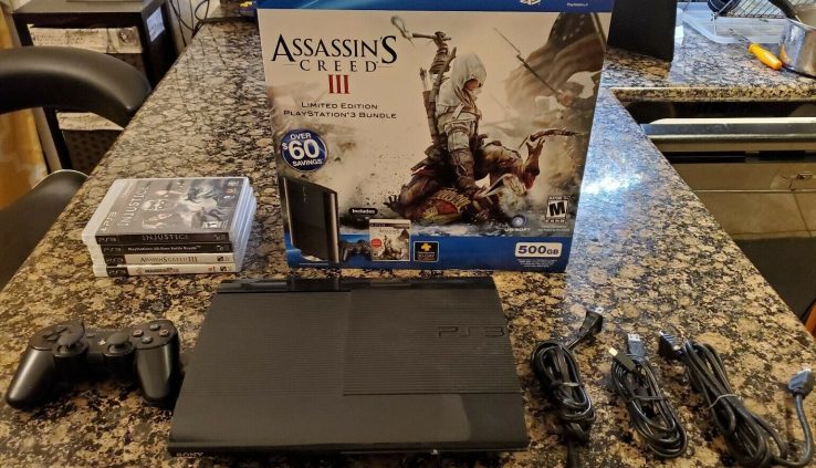 Sony PlayStation 3 PS3 Immense Slim 500GB Assassin’s Creed III Console Bundle CIB