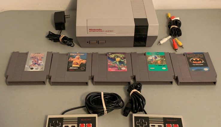 Nintendo Nes Console Gadget Bundle With Video games! Battletoads + OEM Polished 72 Pin