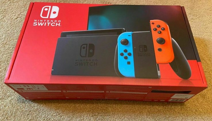 🔥 SHIPS TODAY 🔥 Nintendo Switch 32GB Console w/ Neon Red/Blue Pleasure-Cons SEALED
