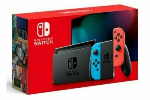 Nintendo Switch V2 32GB Console w/ Neon Blue & Neon Crimson Joy Con *NEW – In Hand*
