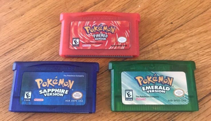 Pokemon GBA Gameboy Attain 3 Games Reproduction Emerald Sapphire Fire Red