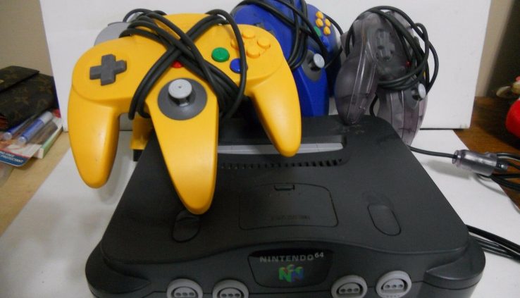 Nintendo 64 with four controllers