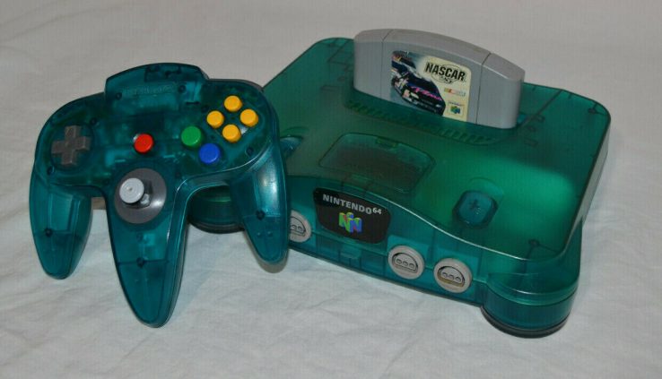 Ice Blue Nintendo 64 N64 Console Examined Works W/ Controller & Game “READ”