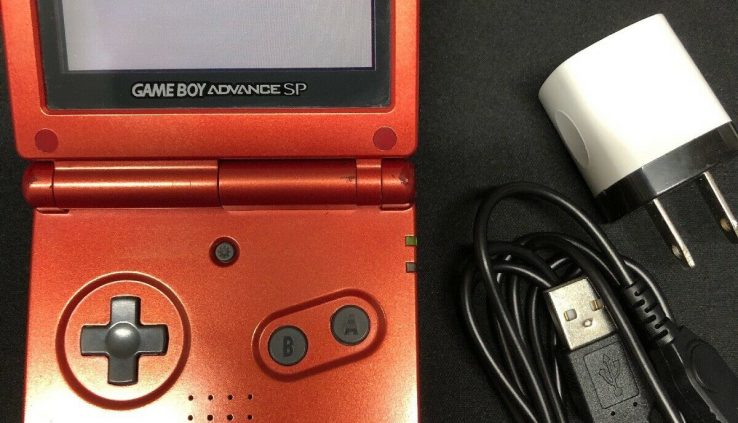 Nintendo Gameboy Reach SP Red AGS-Examined Usb Charger And Block