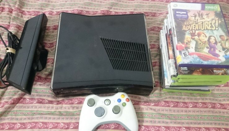 xbox 360 slim 250gb with 10 games and kinect