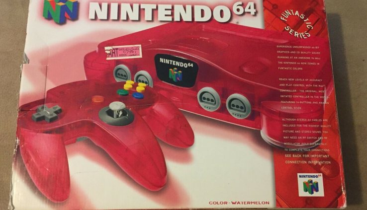 Nintendo 64 Funtastic Watermelon Crimson Console Entire in Field Free Birth