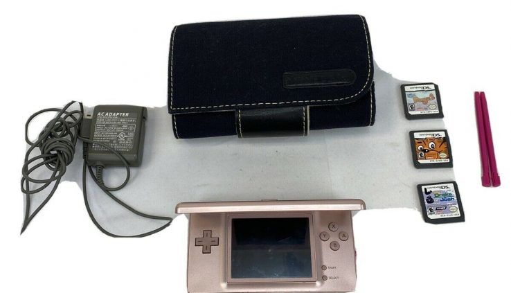 Nintendo DS Lite Handheld Console US-001 – Pink w/ Case & Games
