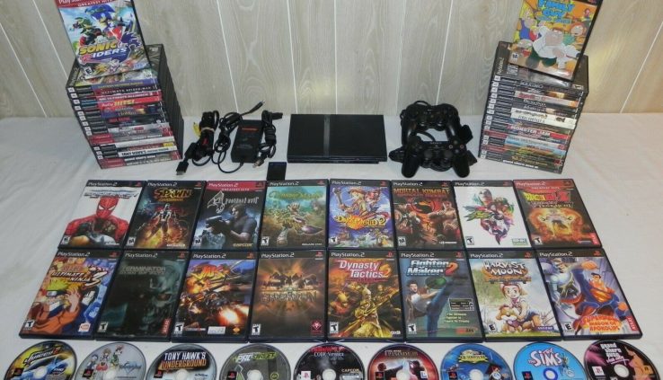 HUGE Sony Ps2 (PS2) Slim Console Bundle LOT, 59 Games, GREAT TITLES!!