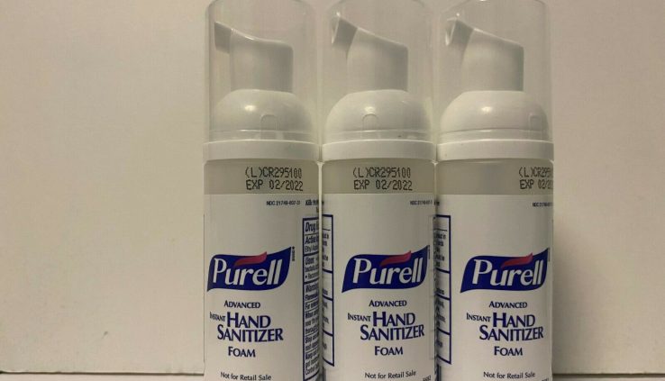 PURELL Hand Sanitizer FOAM Forty five ml TRAVEL SIZE MADE IN USA PACK OF 3 BOTTLES