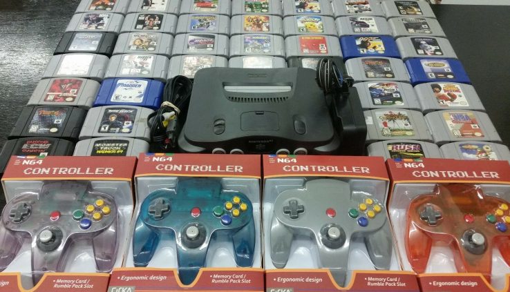Nintendo 64 N64 machine Mario kart, Celebrity fox, 007 Goldeneye, Immense Crash Bros