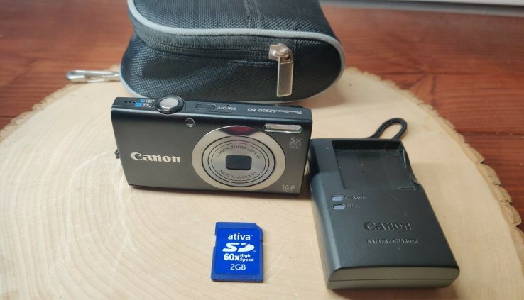 Canon Powershot A2300 HD 16MP Digital Digicam – Dusky W/ Battery Charger and SD
