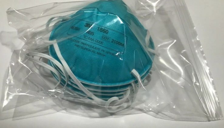 3M N95 Neatly being Care PARTICULATE RESPIRATOR/SURGICAL 5 MASKS #1860 NIOSH permitted