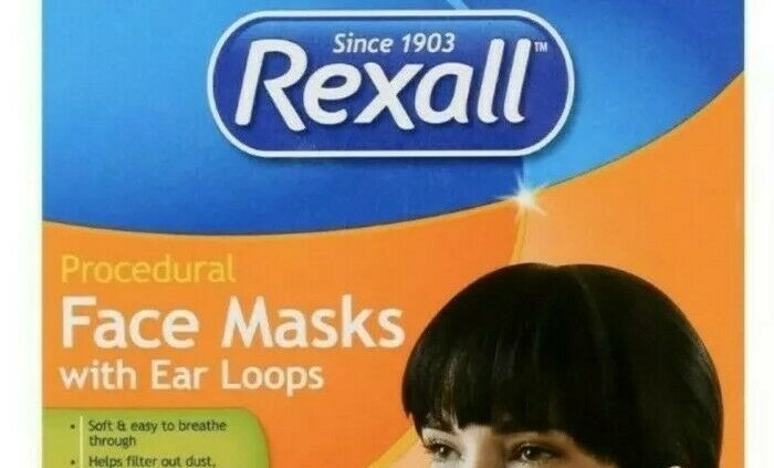 😷 Rexall Face Mask Ear Loop Anti-Viral Virus Flu 10 Depend 1BOX Novel SHIPS TODAY!