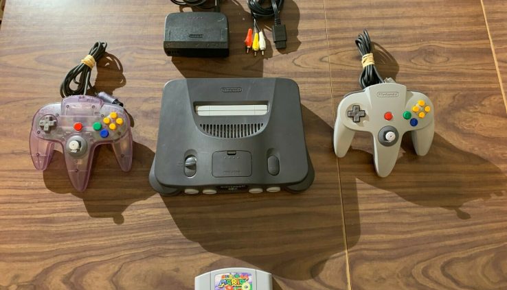 Nintendo 64, N64 Machine / Console Bundle + Cables + Controllers+ Mario 64