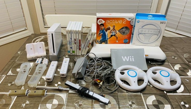 Nintendo Wii Bundle With Match Board, 7 Video games, 2 Management, Wheels And Great More!!