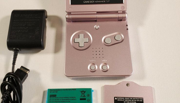NINTENDO GAMEBOY ADVANCE SP AGS-101 PEARL PINK; TESTED; NEW BATTERY; GBA SP 101