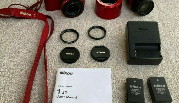 Nikon 1 J1 10.1MP Digital Camera – Red (VR 10-30mm & 30-110mm Lens)