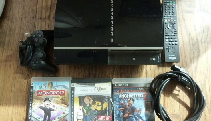 Sony PlayStation 3 80GB Gloomy Console CECHL01 with Controller, Far flung, 3 video games