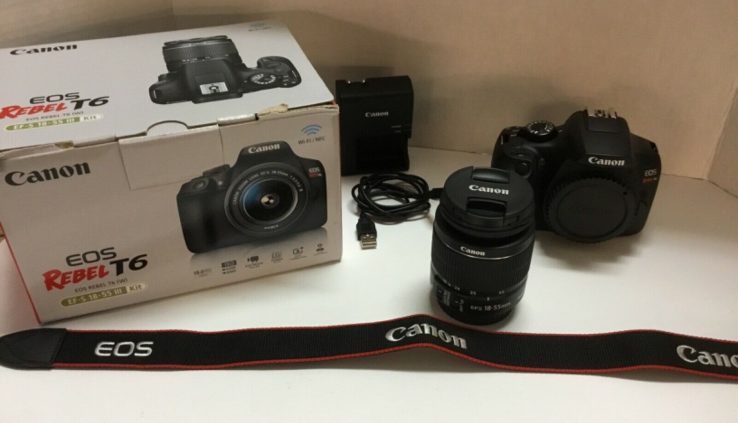 Canon EOS Come up T6 18.0 MP Digital DSLR Camera Kit with 18-55 EF-S Lens – Black