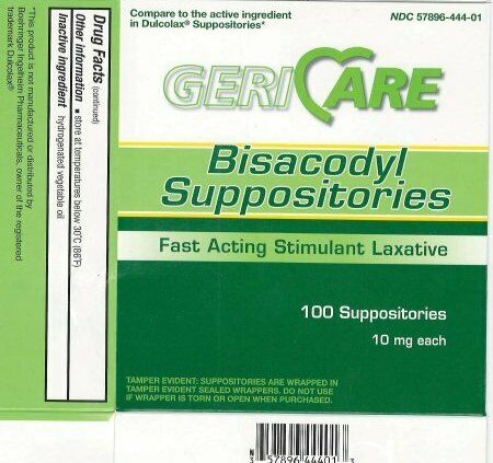 Geri-Care Laxative Suppository,10 mg Strength, Bisacodyl – Box of 100