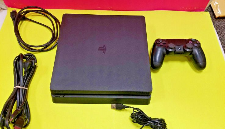 Sony PlayStation 4 (PS4) Slim 1tb Jet Sad Console w/ Controller And Cables!