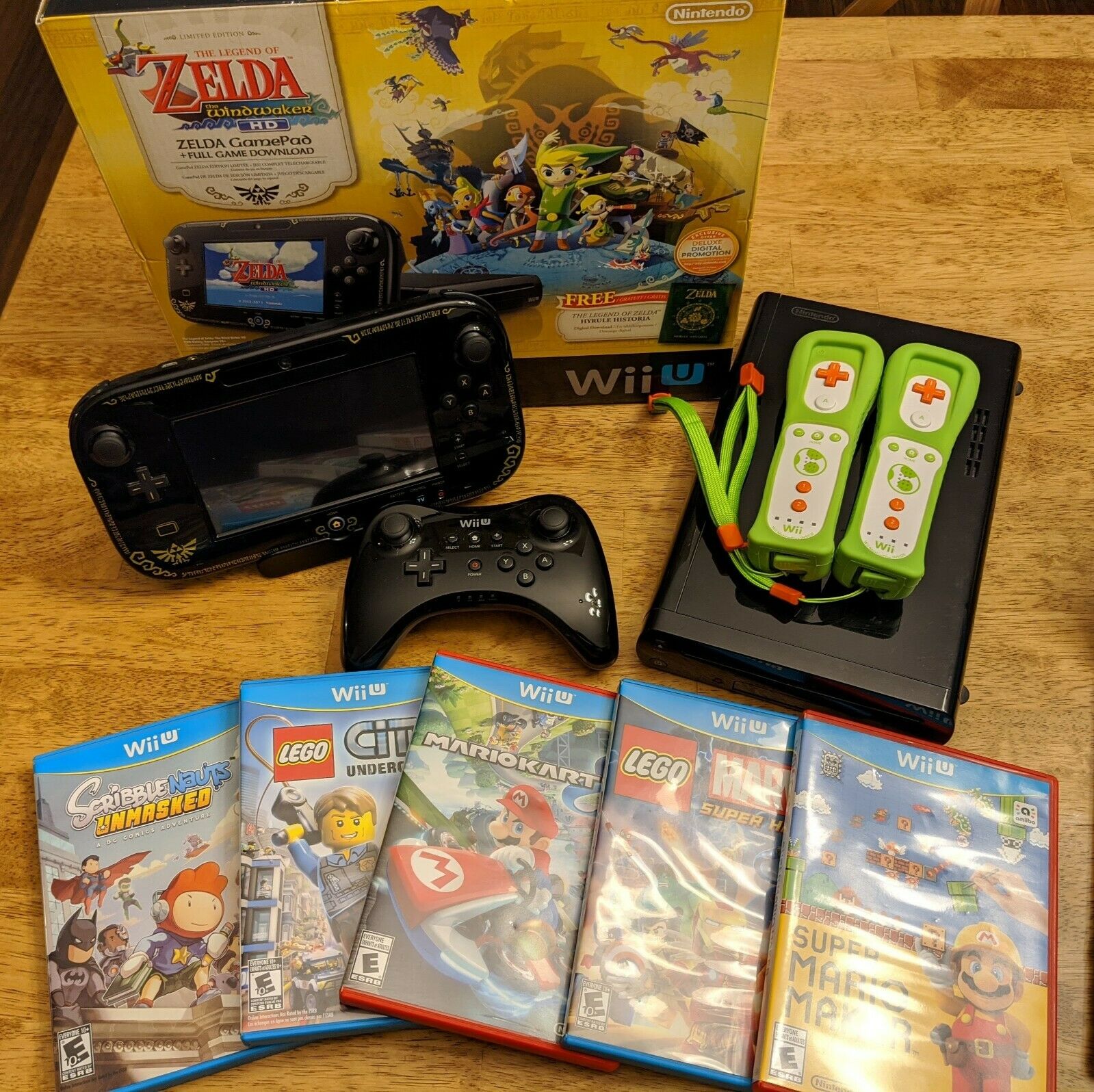 Nintendo Wii U Story of Zelda 32GB Bundle + 3 Extra Controllers + 5
