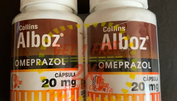 Alboz Omeprazole 20mg OTC Heartburn Acid Reflux 2 Bottles 120 Capsules