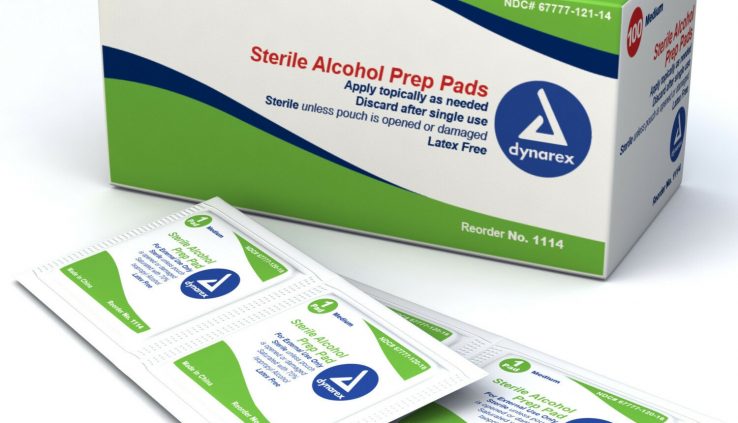 2 Bins of 100 MEDIUM 1114 Sterile Alcohol Prep Pad box wipes topical antiseptic