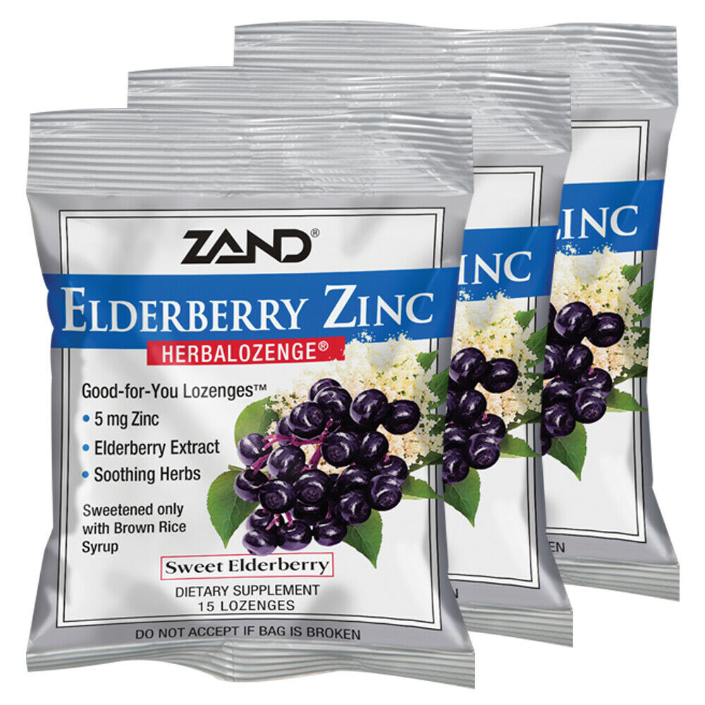 Zand HerbaLozenge Elderberry Zinc 15 Lozenges, 3 Bags on 
