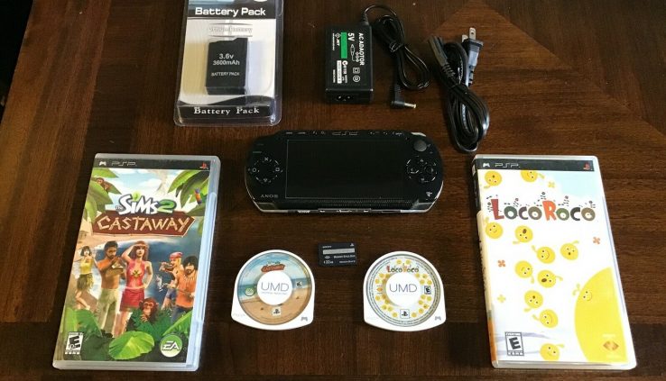 Sony PSP 1001 approach with 2 games,1 contemporary battery,1 contemporary charger, 1 reminiscence card.