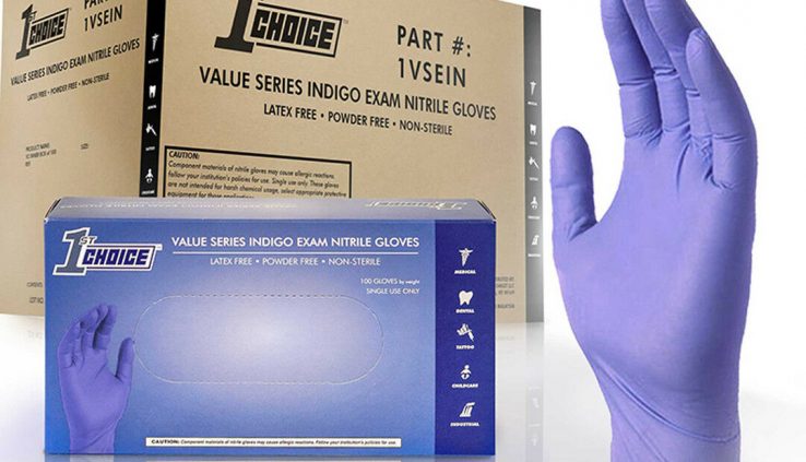 1st Alternative Light Indigo Nitrile Exam Latex Free Disposable Gloves (Case of 1000)