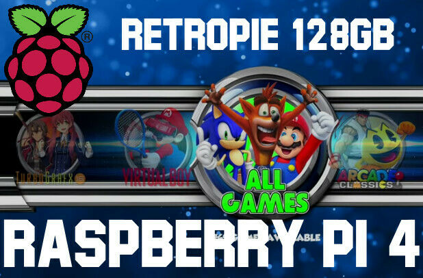 128GB micro SD card for Raspberry Pi 4-  8,000 games ROMS RetroPie retro gaming