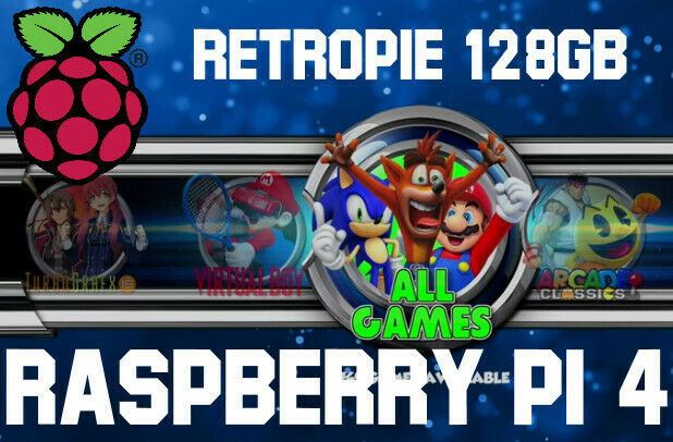 128GB micro SD card for Raspberry Pi 4- 8,000 games ROMS RetroPie retro